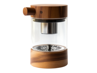 Wooden and Glass Tea Infuser PNG

