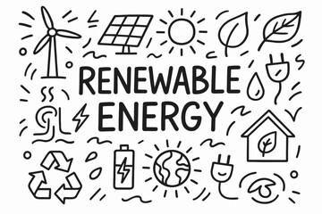 Renewable energy line icon set. solar, wind, recycling, eco icons line collection