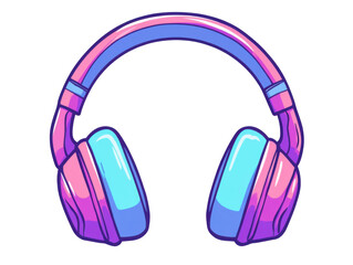 Colorful Cartoon Headphones Illustration in Pink and Blue