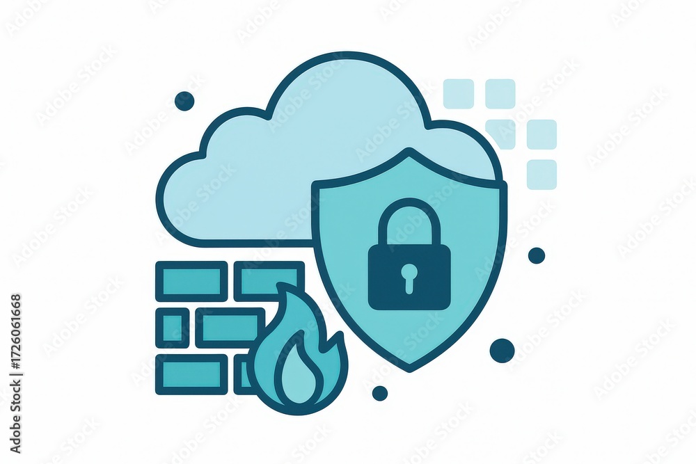 Aufkleber Cloud-based cybersecurity architecture featuring advanced firewall protection engaging in digital defense mechanisms to safeguard sensitive data and enhance security layers for robust