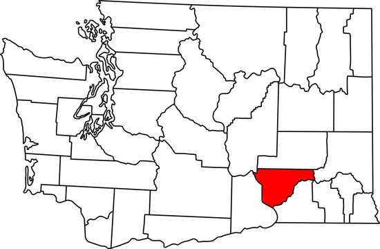 Detailed vector map of Washington State, USA, highlighting Franklin County. Ideal for data visualization and regional demographic reports.


