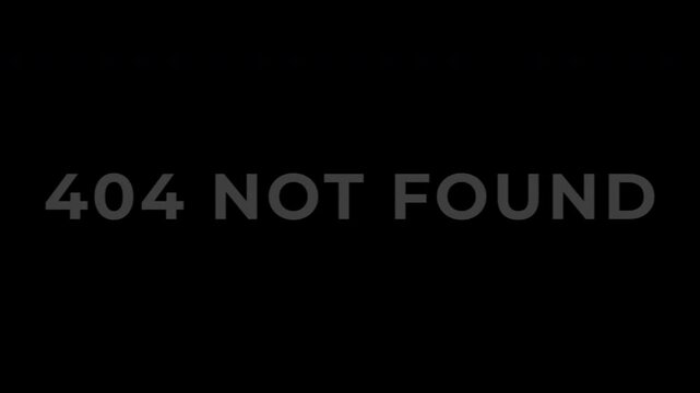 404 Not Found Error Message with RGB Glitch Effect on Transparent Black Background.