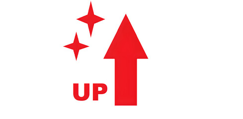 Red Arrow Triangle with Stars Icon &ndash; Isolated on Transparent Background PNG Logo Design