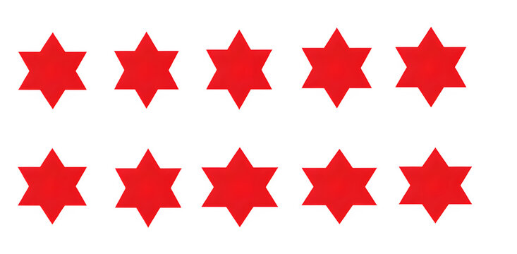 Red Star Collection – Array of Red Stars Isolated on Transparent Background PNG