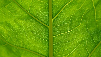 Macro shot of translucent green leaf veins and texture, illuminated from behind