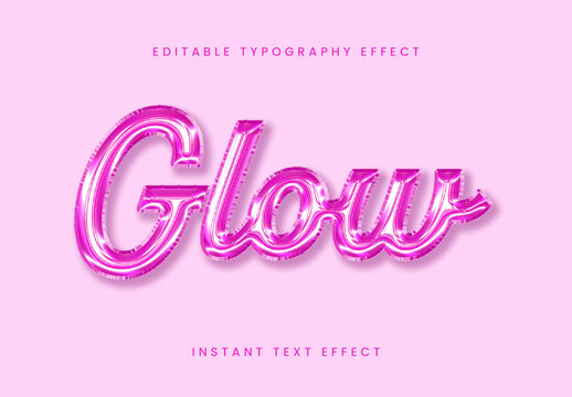 Pink Shiny Metallic Balloon Text Effect Glow Script Font