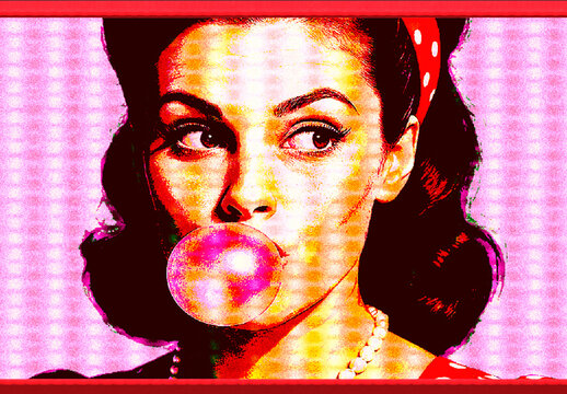 Pink And Red Realistic Embroidered Patch Photo Effect