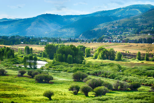The view of in Edwards town with mountain backdrop, Colorado USA
