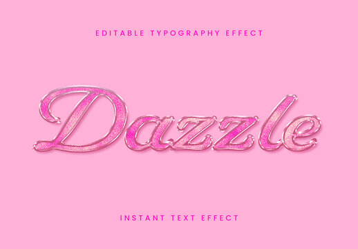 Pink Metallic Glitter Text Effect Script Shiny Font