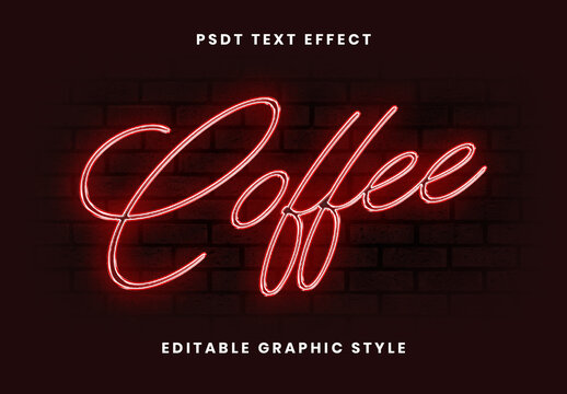 Red Neon Sign Text Effect Light Script Font