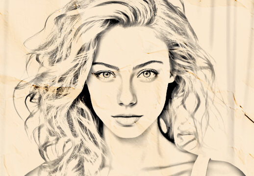 Beige And Black Charcoal Pencil Sketch Photo Effect