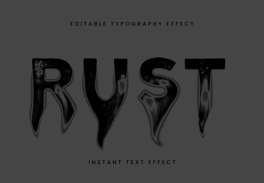Black Melting Grunge Text Effect Rust Corroded Metal Font