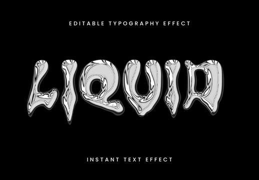 Silver Melting Chrome Text Effect Glossy Liquid Bubble Font