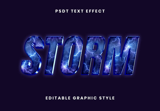 Blue Storm Text Effect Lighting Bold 3D Font