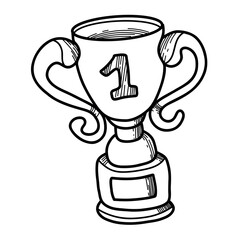 Champion's trophy vector illustration in linework style. Ideal for certificates, sport events, and recognition-themed projects.

