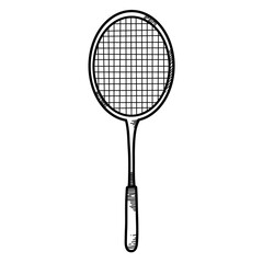Badminton racket vector illustration in linework style. Ideal for sports merchandise, tournament graphics, and fitness-themed projects.

