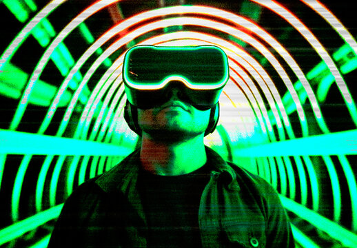 Green And Red Techno Futuristic Cyberpunk Photo Effect