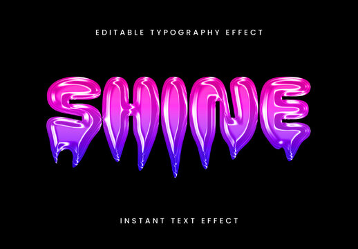 Pink And Purple Melting Chrome Text Effect Shine Balloon 3D Font