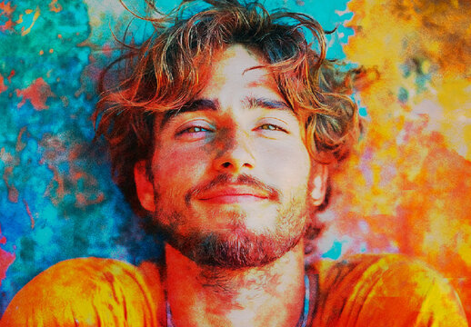 Blue And Orange Watercolor Texture Photo Effect