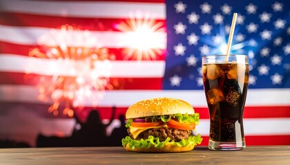 Patriotic burger and soda