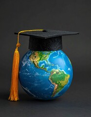 Graduation cap on a globe