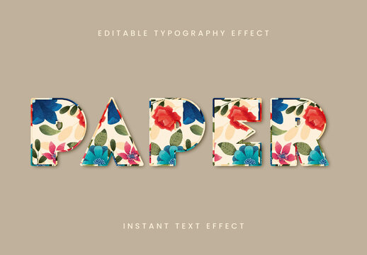 Colorful Craft Cutout Text Effect Floral Decorative Font