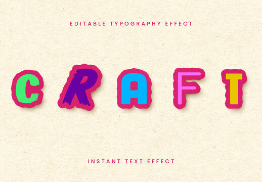 Colorful Paper Cutout Text Effect Playful 3D Font