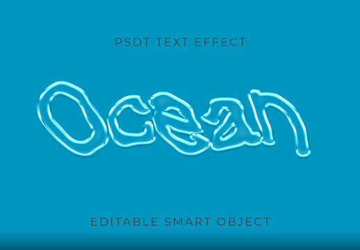Cyan Wavy Water Text Effect Liquid Transparent Font
