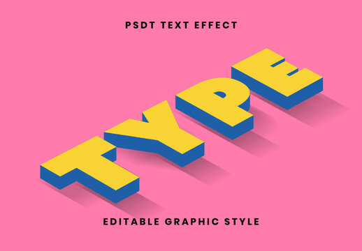 Yellow and Blue Isometric Text Effect 3D Shadow Bold Font