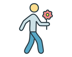 Person walking with flowers
