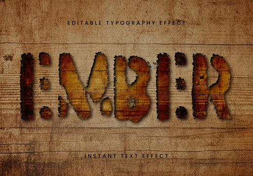 Brown And Orange Burn Wood Text Effect Rustic Font