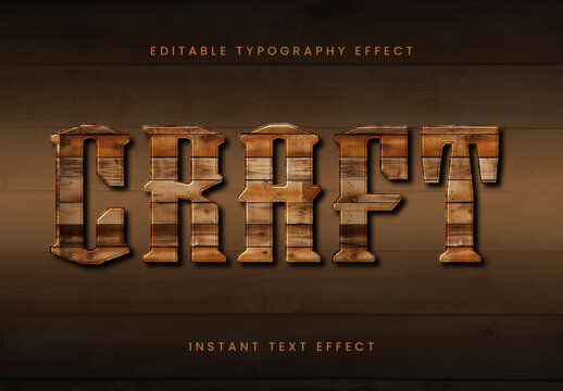 Brown And Beige Engraved Wood Text Effect Classic 3D Font