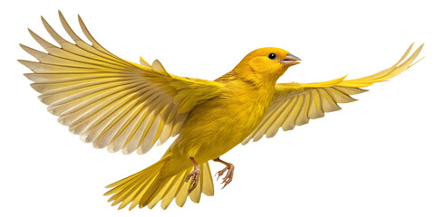 Obraz premium Canary PNG – Realistic Flying Yellow Songbird on Transparent Background 