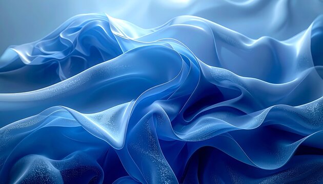 Serene blue fabric, flowing waves - Powered by Adobe