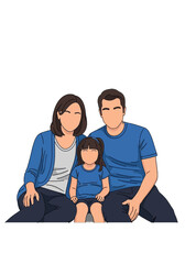 Fototapeta premium Minimalist Flat Design Vector of a Young Family
