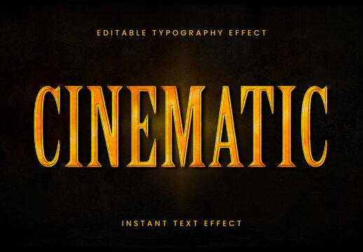 Golden Title Cinematic Text Effect Bold Metal 3D Font