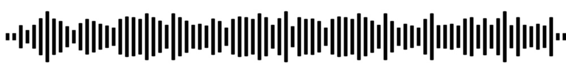 A digital representation of a sound wave, showing amplitude variations as a black waveform on a white background.