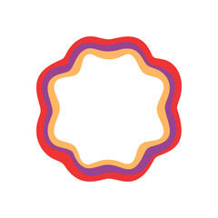 Groovy retro frame shape with wavy outline forms a bold border with curvy burst lines. Abstract background and graphic accent, y2k aesthetic for modern vintage or playful design themes.