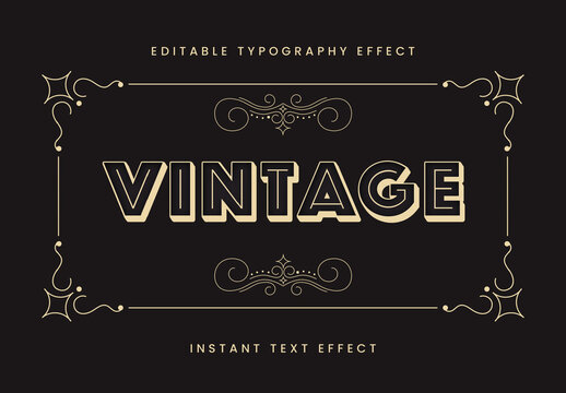 Black And Beige Ornamental Frame 20s Text Effect 3D Vintage Font