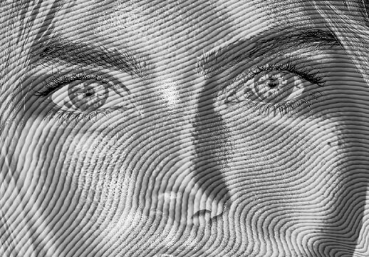 Black And White Realistic Engraved Metal Photo Effect