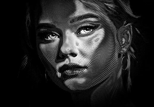 Black And White Detailed Etching Engraved Photo Effect