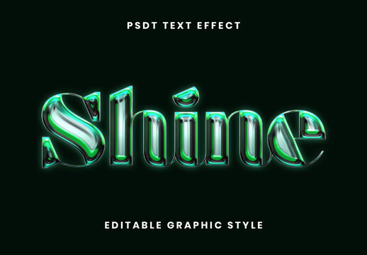 Green Iridescent Shine Anodized Titanium Text Effect Metallic Font