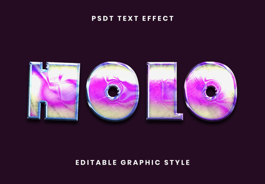 Purple and Pink Holographic Glow Anodized Titanium Text Effect Gradient Font