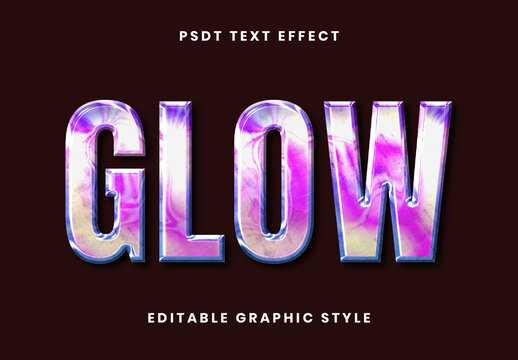 Purple Holographic Glow Anodized Titanium Text Effect 3D Bold Font