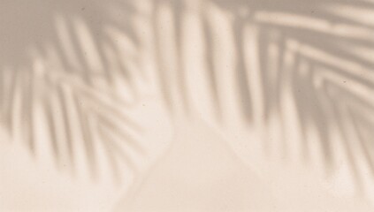 Minimal Summer Beach Scene with Palm Leaf Shadows on Sand – Bright Tropical Vacation Flat Lay