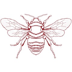 Bee Outline Drawing Insect Line Art Vector for Honey Nature Beekeeping and Botanical Design