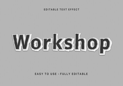 Black Paper Cutout Text Effect 3D Bold Font