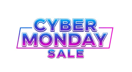 Cyber monday sale banner isolated on transparent background for promotion