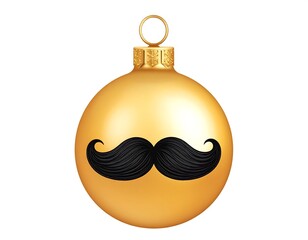 Golden Christmas Ornament with a Humorous Mustache