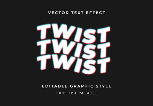 White Warped Text Effect Distorted 3D Font